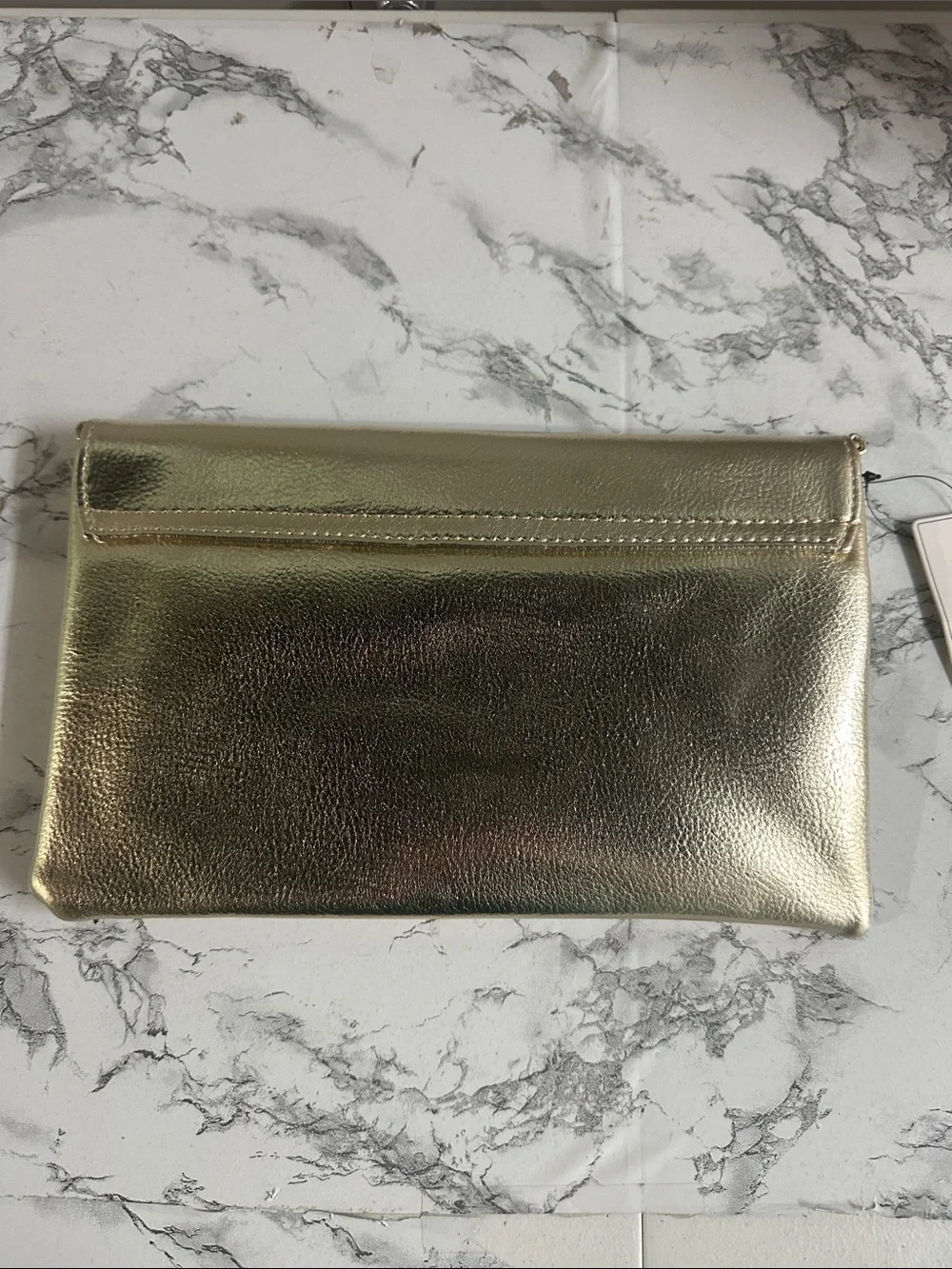 Metallic Gold Ring-Accent Foldover Clutch